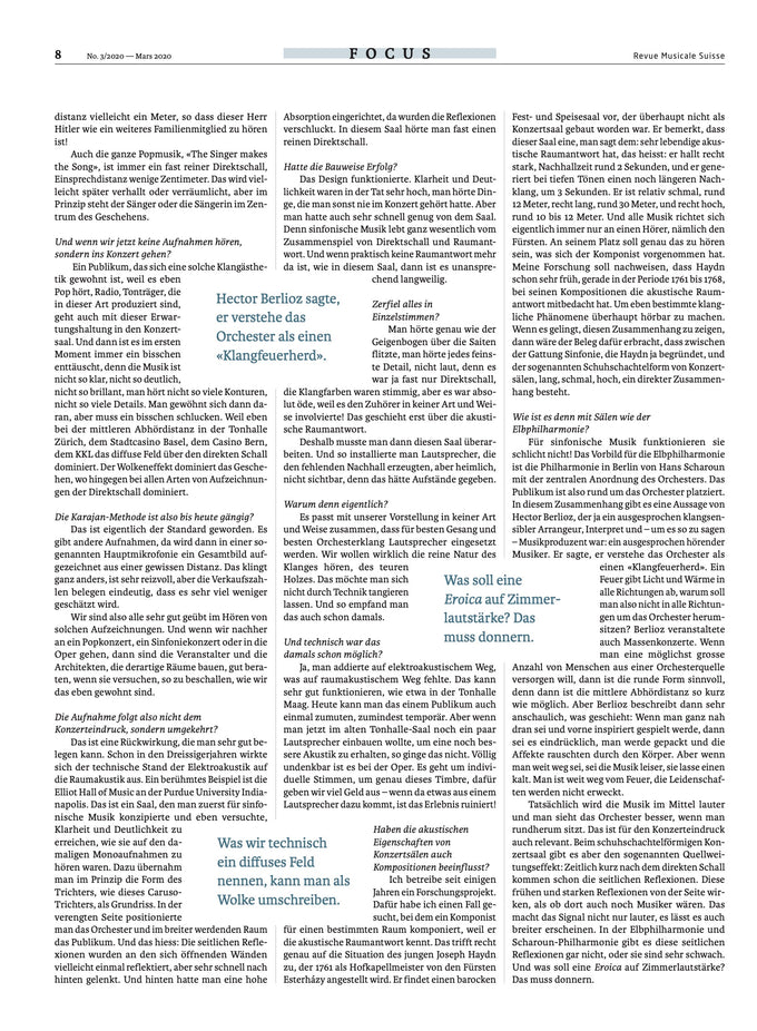 Enveloped by Sound | Revue Musicale Suisse