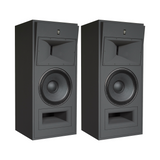 A stereo pair of STRAUSS ELEKTROAKUSTIK SE MF-2.1 Large-Format Passive Monitoring Systems, showcasing the front horn-loaded baffles and 15-inch LIT woofers in Nextel Anthracite.