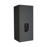 Rear profile view of the STRAUSS ELEKTROAKUSTIK SE MF-2.1 Large-Format Passive Monitoring System, detailing the heavy-duty input binding posts and integrated connection panel on the Nextel Anthracite cabinet back.