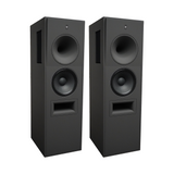 A stereo pair of STRAUSS ELEKTROAKUSTIK SE MF-20 Large-Format Active-Passive Monitoring Systems, showcasing the flagship horn-loaded baffles and low-frequency woofers engineered for scientific research, professional mastering, and critical studio monitoring.