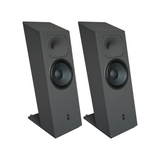 A stereo pair of STRAUSS ELEKTROAKUSTIK SE MF-4S Large-Format Floorstanding Passive Monitoring Systems, showcasing the 12-inch LIT woofer and horn-loaded compression driver architecture in Nextel Anthracite.